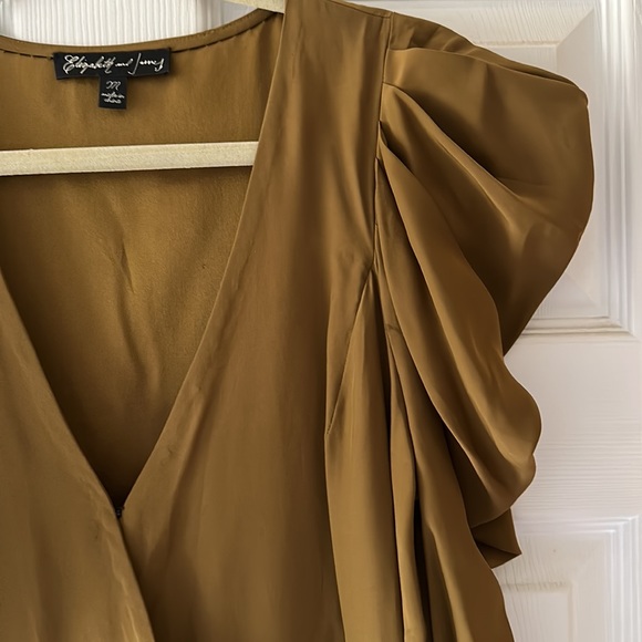 Elizabeth and James Silk Dark Olive Mini Dress M - Picture 5 of 14